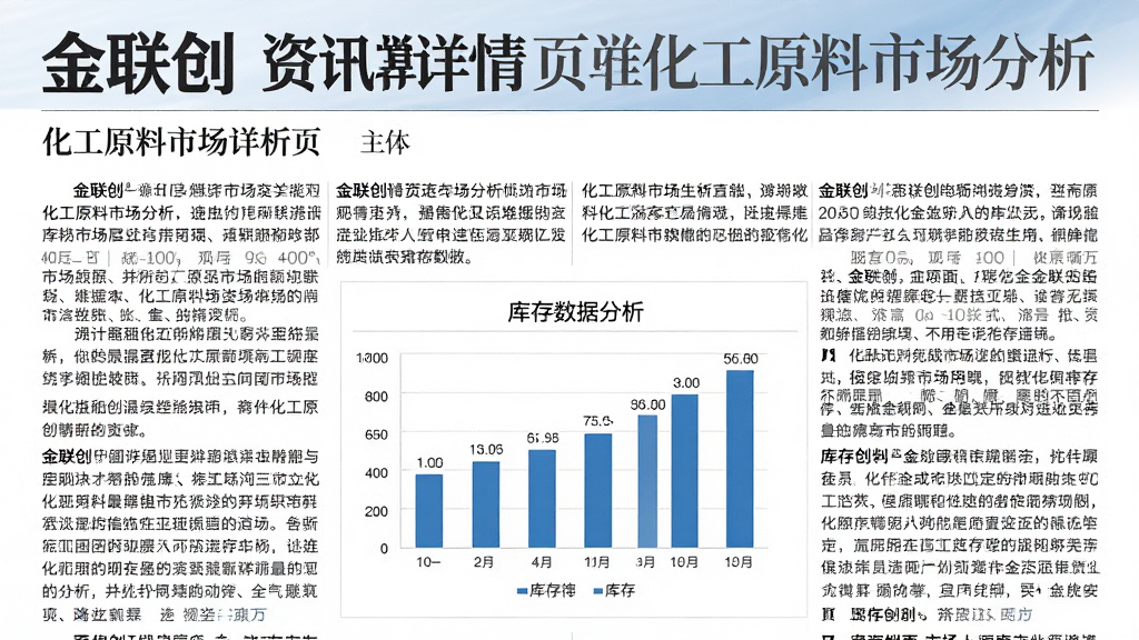 金联创 资讯详情页 主体 一篇关于化工原料市场分析的文章 布局 标题在顶部 正文分段排列 中间插入一张库存数据柱状图 排版 杂志风格 风格 专业资讯 细节 字体清晰 图表有标注 画质 高清 干净 无多余元素