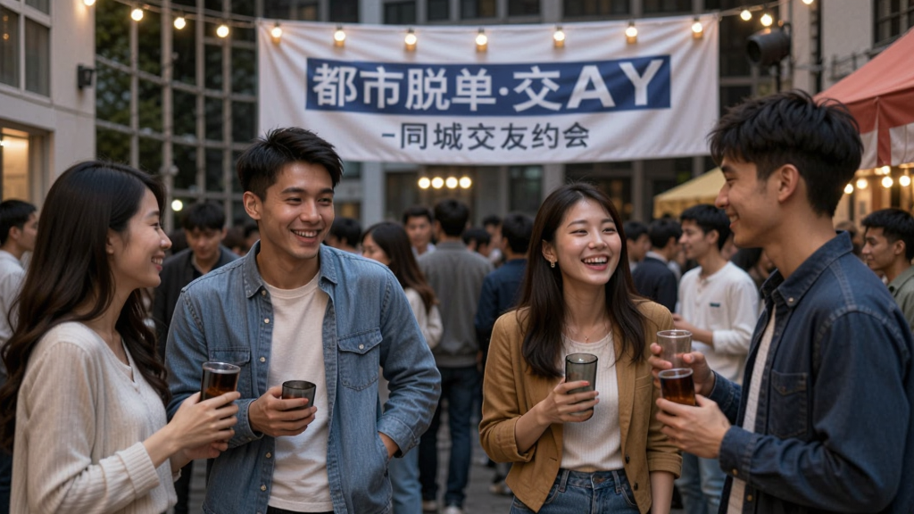 都市脱单-同城交友约会 都市年轻人参加同城交友活动场景