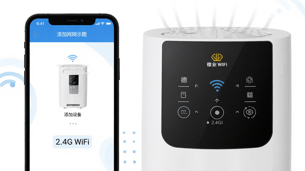 ��ҵ����App��������ʾ��ͼ���ֻ���Ļ��ʾ�����豸ҳ�棬�·���2.4G WiFi��ʾ���֣��Ա��ǳ�ʪ�������д������������������ƽ�������������޶���װ��