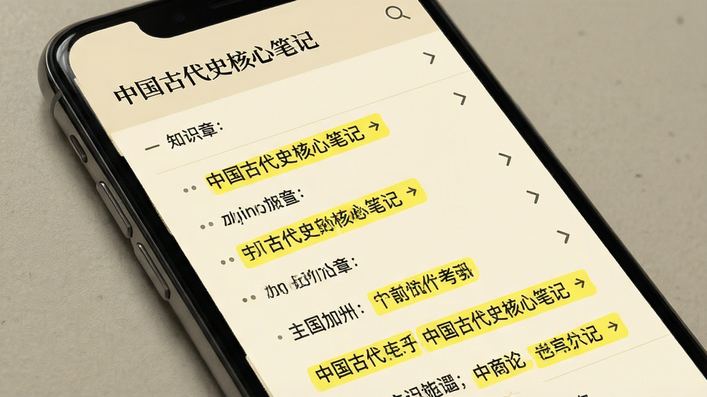 ��ʷѧ����App�ʼ��Ķ����棬�ֻ���Ļ��ʾ���й��Ŵ�ʷ���ıʼǡ����½��б���ÿһ����չ����ͷ���㿪����ʾ֪ʶ����Ŀ�����������·��л�ɫ������ǣ����Ͻ�������ͼ�꣬���������Ƶ������Ķ���������Ϊ�����׻�ɫ�����ʸɾ��޶���Ԫ��