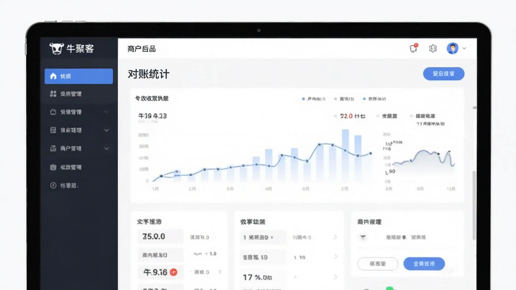 牛聚客-商户收款管理工具 后台对账统计功能界面
