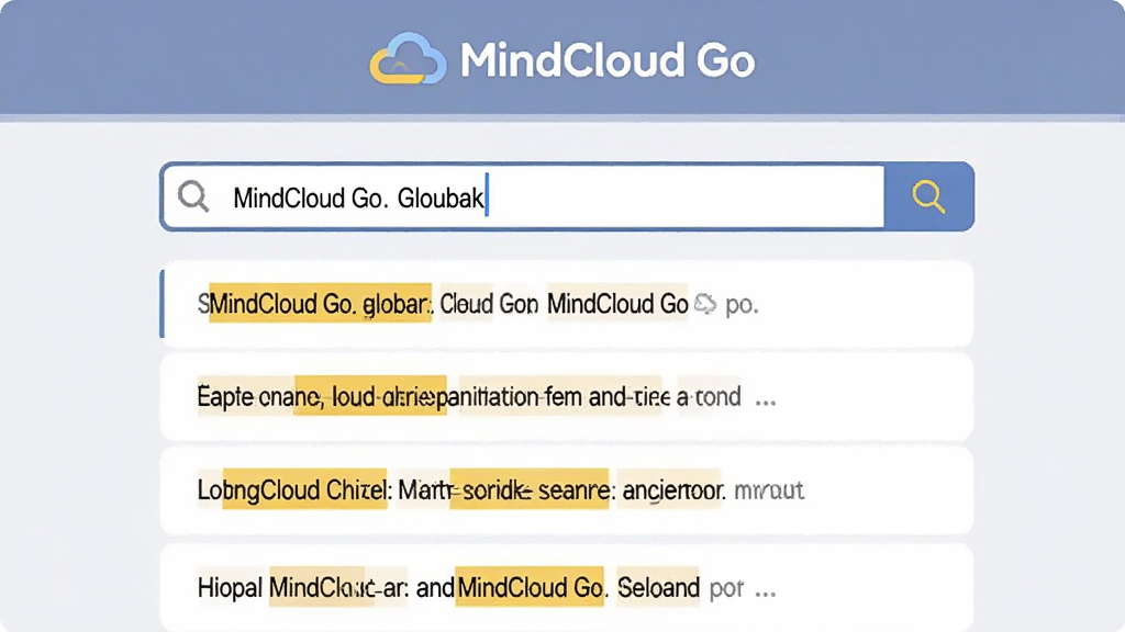 һ��չʾ MindCloud Go ȫ�ֿ����������ܵĲ廭������������һ����������򣬿�����ʾ�ؼ��ʣ��·��������������������б���ÿ������еĹؼ����û�ɫ������ע��������ǳ��ɫ�����񣬻��涥������ MindCloud Go ��־�����ʸɾ��������޶���װ��Ԫ��
