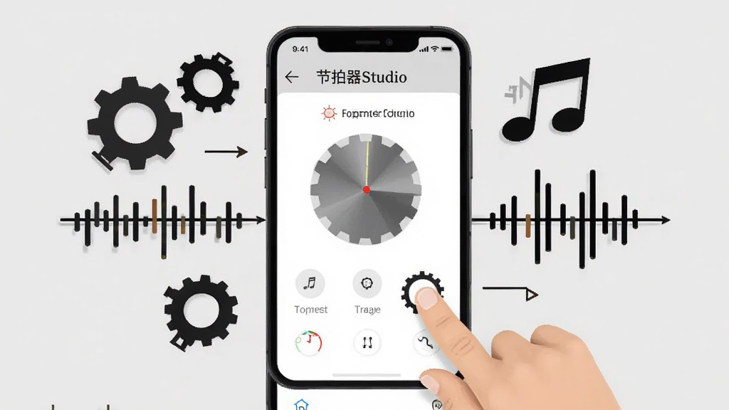 һ��չʾ��������Studio��ʹ�ü��ɵ�AI����ͼƬ��������һ���ֻ���Ļ��ʾ���������ý��棬�Ա�����ָ���������ʾ�⣬��Ļ��Χ�����ų��֡������������ߵ�Ԫ�أ�������ǳ��ɫ�����̳�������ֱ�ۣ��Ű��࣬���ʸɾ����޶���Ԫ��