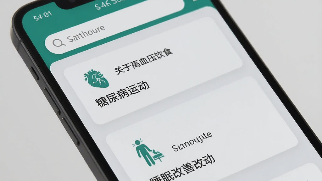 �ֻ���Ļ��д��չʾɽᵽ���APP�Ľ���֪ʶҳ�棬ҳ�涥�����������·������Ź��ڸ�Ѫѹ��ʳ�������˶���˯�߸��Ƶȿ������¿�Ƭ��ÿ�ſ�Ƭ����һ������ͼ��ͱ��⣬���汳��Ϊǳ��ɫ�����������׶��������Ű����룬����һ��רҵ�����������Ķ�����