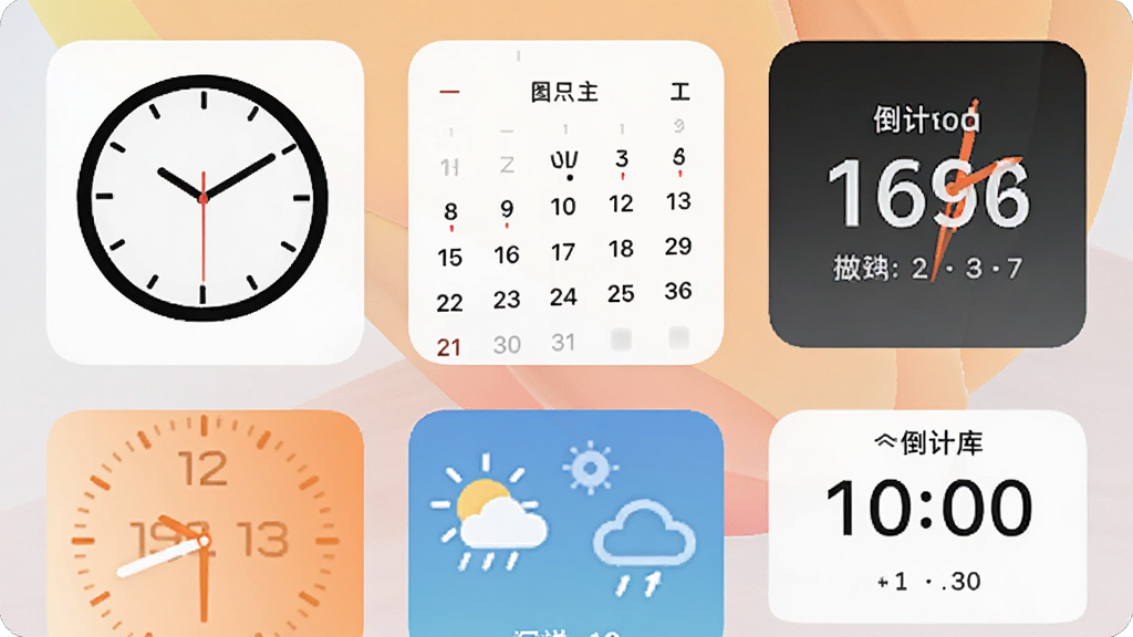���App��С�������棬������չʾ�˶�����ʽ��С��������Լʱ�ӡ������������͵���ʱ��С����Կ�Ƭ��ʽ�������ֻ������ϣ�������ǳɫ���⣬������ͳһ�Ҿ��£������������ɾ��޶���Ԫ��