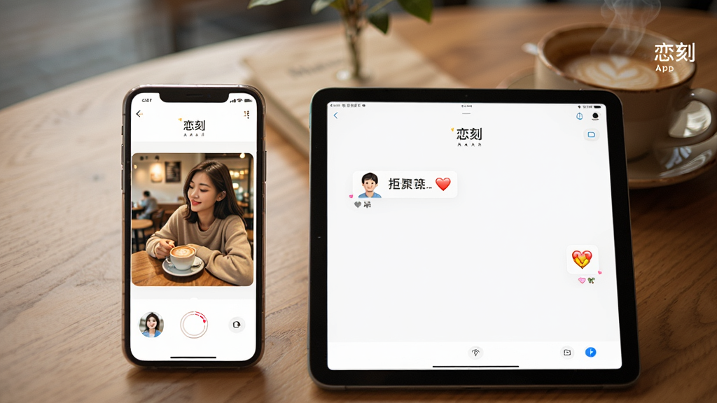 һ���ֻ���һ��ƽ�岢�Űڷţ���Ļ�϶���ʾ�����̡�App��ͬ�����棬����ֻ���ʾŮ���ϴ���һ�ſ��ȵ���Ƭ���ұ�ƽ����ʾ�����ظ��˰��ı��飬������ľ�������һ���ȿ��ȣ���������ů��������ֶԳƣ����ʸɾ��޶���Ԫ��