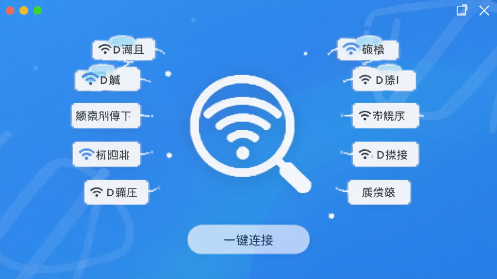 wifi����ȫ��Կ�� �����������ͼ����ɫ���䱳�����м�һ����Ŀ��WiFi�źŷŴ�ͼ�꣬��Χ�����Ÿ���������WiFi�����Ʊ�ǩ���·��С�һ�����ӡ���ť������ɾ���ˬ����ƽ����Ʒ�񣬻��������޶���Ԫ��