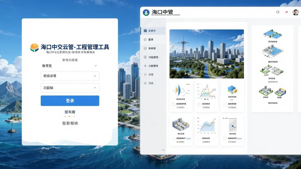 海口中交云管-工程管理工具 登录界面与功能模块全览