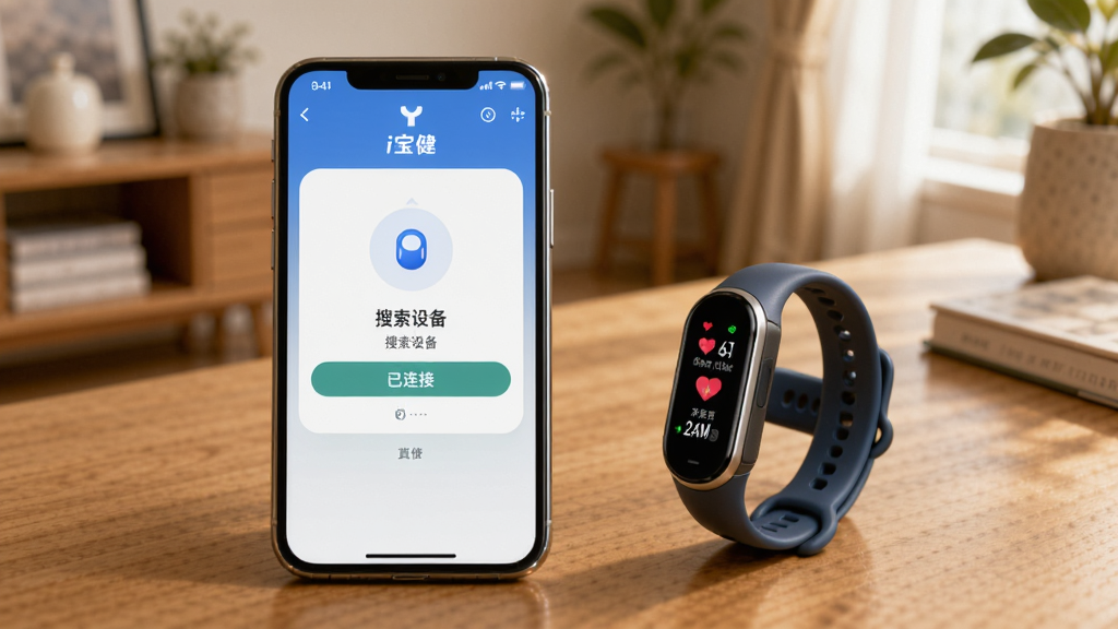 һ��չʾi�����豸���ӹ��ܵ�ͼƬ��������һ���ֻ���һֻ�����ֻ����ŷ���ľ���ϣ��ֻ���Ļ��ʾi�������豸��Խ��棬�С������豸���͡������ӡ���״̬��ʾ���ֻ���Ļ������ʾ�������ݣ���������ܰ�ļҾӻ�����������ͣ�������������������Ȼ����������Ʒ