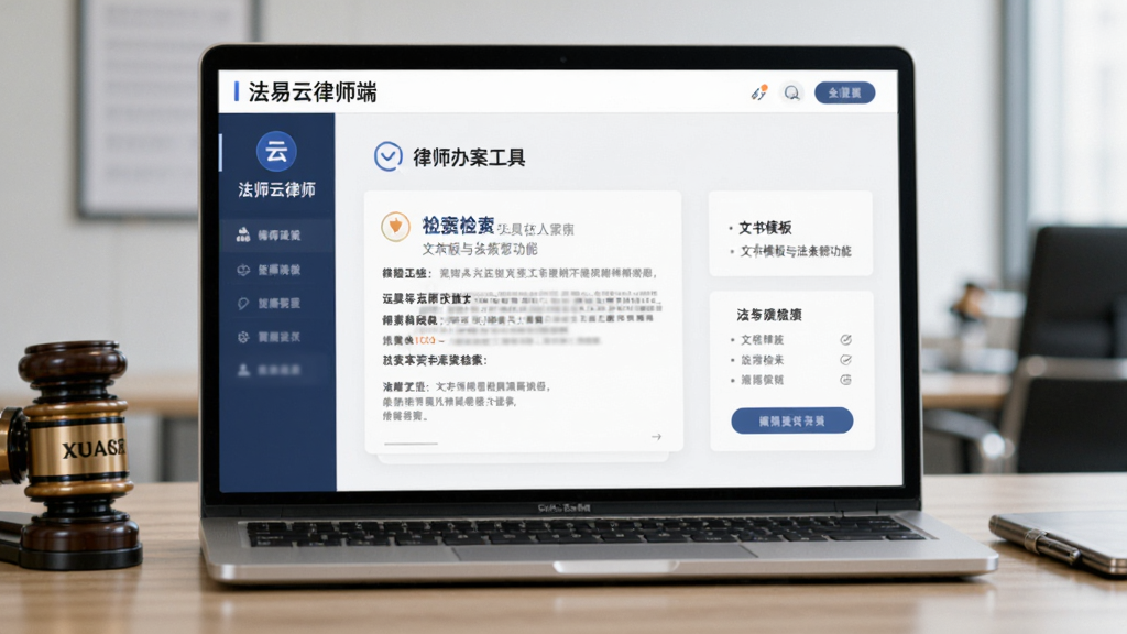 法易云律师端-律师办案工具 文书模板与法条检索功能界面