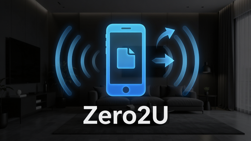 һ��չʾZero2U��������ȫò��ͼƬ������������һ�������Ƽ��е���ɫ�����ֻ�ͼ�꣬ͼ���·�д�Ű�ɫ��'Zero2U'��������Χ�����Ŵ������ӳɹ����źŲ��ƺ��ļ������ͷ����������ɫ���ִ��Ҿӻ����������Ƽ���ϸ�����������ʸɾ��޶���Ԫ��