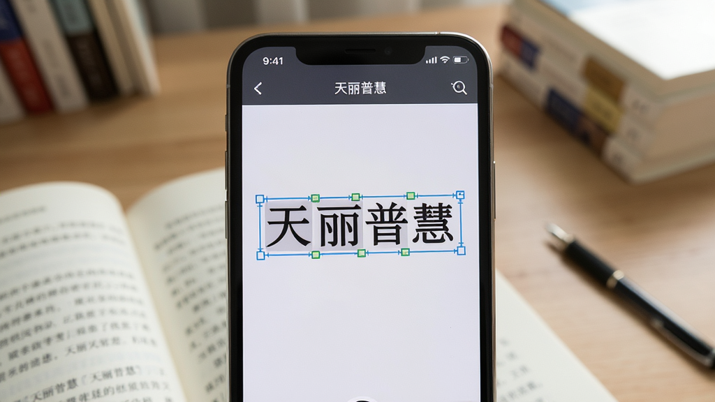 һ���ֻ������鱾ҳ�沢�Զ�ʶ�����ֵ�ʾ��ͼ���������ֻ���Ļ��ʾ�������ջۡ���ʶ�������棬���ֱ�׼ȷ��ѡ����ȡ�������������������鱾�����дʵ������������ϸ�ڸɾ�
