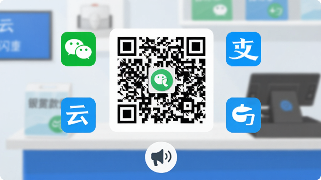 ��Ԫͨ�տ��չʾͼ������������һ����Ŀ�ľۺ��տ��ά�룬��ά����Χ������΢�š�֧��������������֧��ͼ�꣬�·���һ��С����ͼ���ʾ���������������Ǽ�Լ�ĵ��̹�̨����������ִ���ƽ����ɫ��������Ϊ�������ʸɾ��޶���Ԫ��