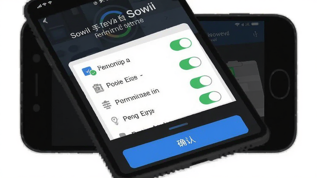 Sowii �ֻ���װ����ʾ��ͼ������Ϊ�ֻ���Ļչʾ��װȨ�����ý��棬����Ϊ������ʾ���֣��м�Ȩ�޿����б����ײ�ȷ�ϰ�ť���Ű�����������ƽ����ϸ��ͼ����ȷ�����ʸɾ����޶���Ԫ��