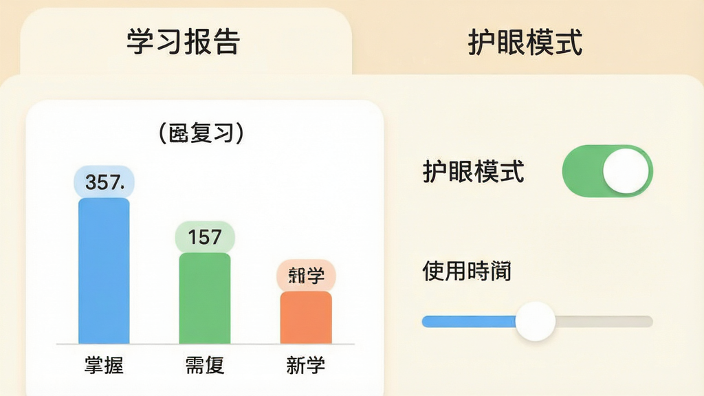 ������ͯѧ����APP��ѧϰ�����뻤��ģʽ���ý����ͼƬ�����������ѧϰ����ͼ��������״ͼ��ʾ