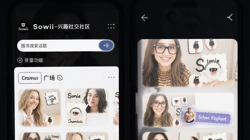 Sowii-兴趣社交社区 圈子搜索话题广场功能界面配图