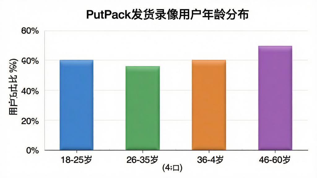 һ����״ͼ��չʾPutPack����¼���û�����ֲ��������������18-25�ꡢ26-35�ꡢ36-45�ꡢ46-60�꣬�������û�ռ�Ȱٷֱȣ�������ɫ�ֱ�Ϊ��ɫ����ɫ����ɫ����ɫ��ͼ������Ϊ��PutPack����¼���û�����ֲ�������������������࣬���ʸɾ��޶���Ԫ��