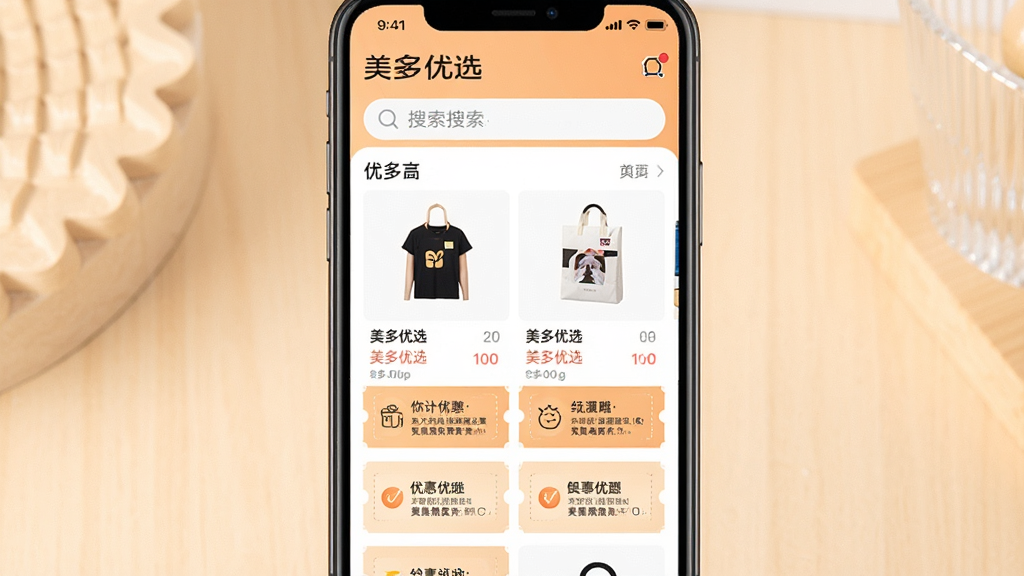 一张手机屏幕展示购物优惠聚合界面的图片,画面中央是