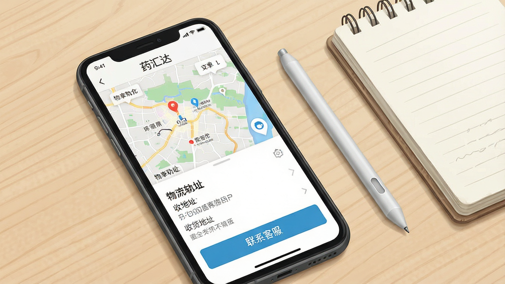 һ���ֻ���Ļ��ͼ���Ĳ廭����Ļ����ʾ�š�ҩ��APP�Ķ�������ҳ�棬ҳ���а��������켣��ͼ���ջ���ַ��Ϣ�͡���ϵ�ͷ�����ť���ֻ��Ա߷���һ֧���رʺ�һ�����±���������ǳľɫ���档���дʵ��࣬����������������Ԫ�ء�