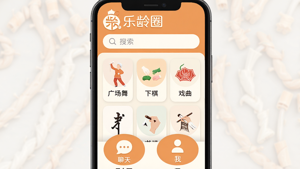 ����Ȧ�ֻ�Ӧ�������棬չʾ�������ť����Ʒ�񣬶���������Ȧ��Ʒ�Ʊ�־�����������м������ֵ���ȤȦ���Ƽ���Ƭ�������㳡�衢���塢Ϸ�����鷨��ͼ�꣬�ײ���������ҵ��������ǩ�����岼��������࣬��ɫ��ů��ͣ��Գ�ɫ���װ�ɫΪ������������Ѻã����ʸɾ��������޶���Ԫ��