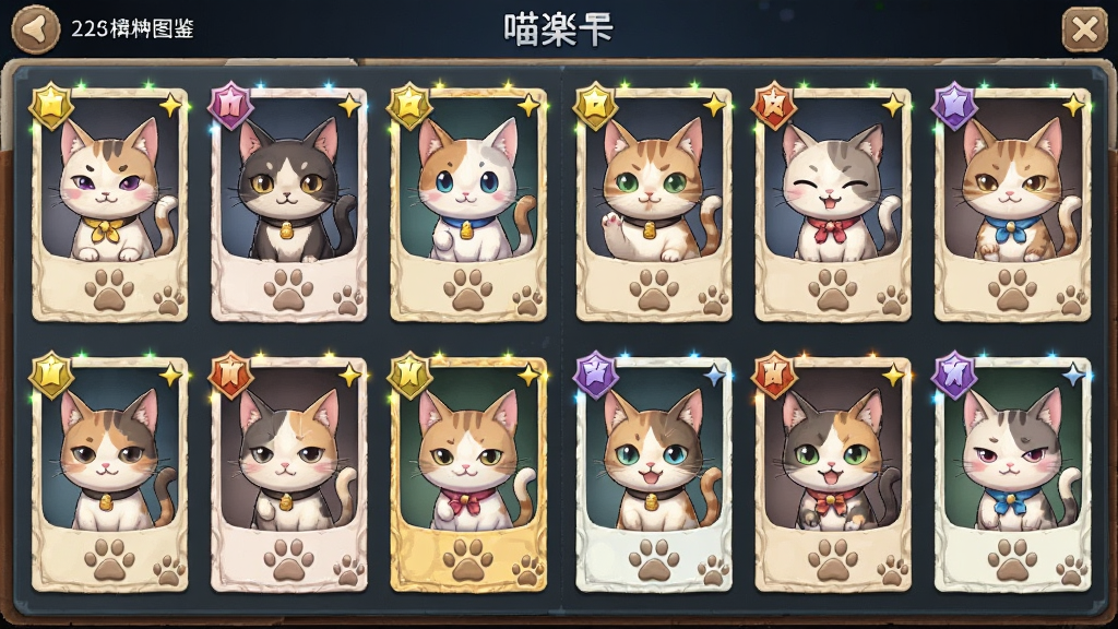 ���ݿ��� ����ͼ�����棬����չʾ���Ų�ͬ���͵�è�俨����������������ͼ�����У����ֲ�������״���У��Ű�����չʾ����ϡ�жȱ�ʶ�����Ϊ����Ԫ������ϷUI��ϸ�ڰ������Ʊ߿��èצ����ϡ�ж��ǹ���Ч��è�������죬���ʾ������ޣ��ɾ��޶���Ԫ��