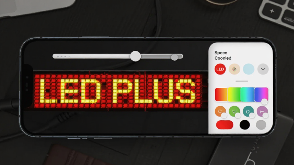 LED PLUSӦ�ù���չʾͼ��������һ���ֻ�������ʾ�ź�׻��ֵ�LED������Ļ��LED PLUS�����Ա����ٶȵ��ڻ������ɫѡ����壬�����Ǽ�Լ����ɫ���棬����ִ���ƽ��ϸ��Բ�󣬻��ʸɾ��޶���Ԫ��