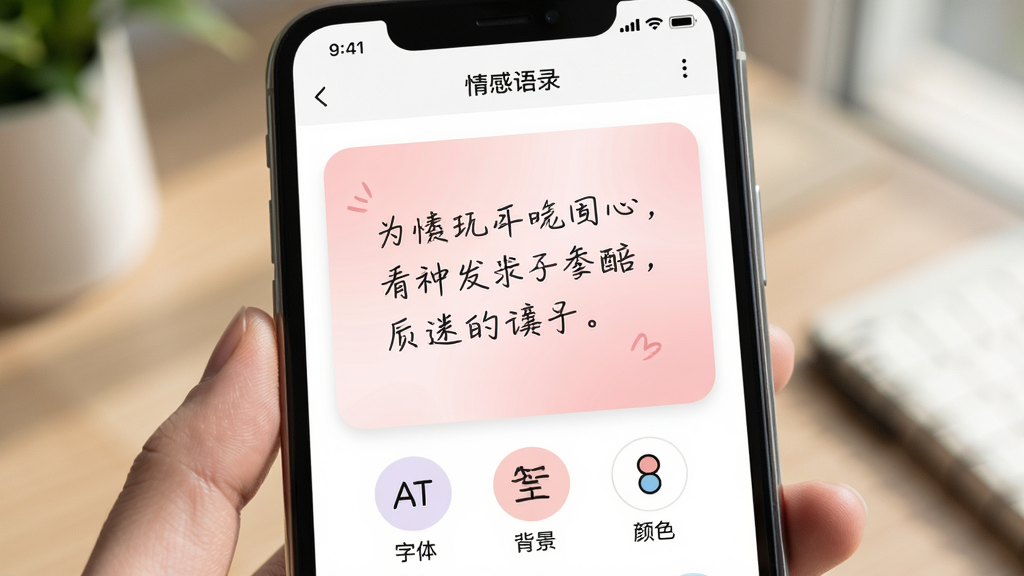 �ֻ���Ļչʾ�������¼��App�Ŀ�Ƭ�༭���棬��������һ��������������д����͵���ɫ���䱳�����·������塢��������ɫ����Բ��ͼ��ѡ��������������գ����ʸɾ�