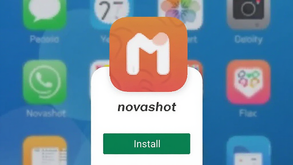 novashot应用在手机上的安装界面截图,显示应用图标和名称,下方有安装按钮,背景是手机桌面,整体风格简洁,画质清晰干净