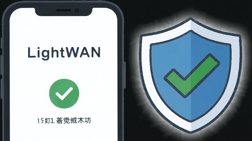 ����������һ���ֻ���Ļ��ʾ��LightWAN�����ӳɹ��Ľ��棬�Ա���һ����ͨ���İ�ȫ����ͼ�꣬��������һ����ɫ�ĶԹ�������������ֻ��Ҳ���ƣ�����Ǳ�ƽ���廭�磬ϸ���϶�������΢���Σ����������ɾ��޶���Ԫ��