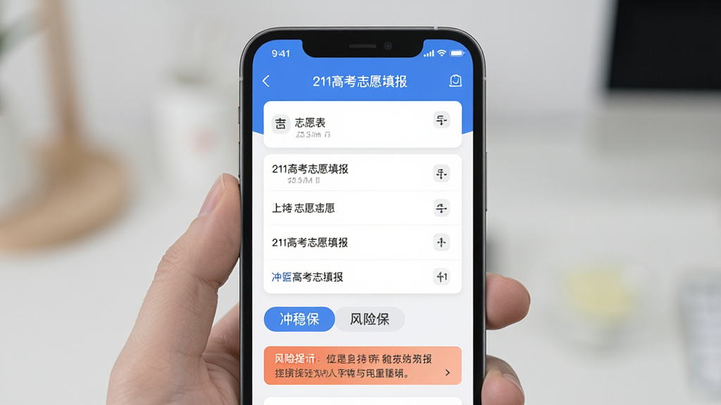 AI��ͼ���������ֻ���Ļ��ʾ��211�߿�־Ը���APP��ģ������棬����Ϊ�Ϸ�־Ը���б����·����ȱ���ǩ���Ű�����������Ǽ�Լ��Ƭʽ��ƣ�ϸ�ڰ�����ק����ͼ��ͷ�����ʾ�������ʸɾ����޶���Ԫ��