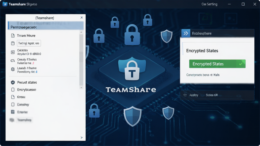 Teamshare�����İ�ȫ���ý��棬��������ʾȨ�޹���ѡ��ͼ���״̬��ʶ������������Teamshare��־������Ϊ����ɫ�Ƽ�������������ͼ��Ͷ���ͼ���׺���У����ֱ�ǩ���������������ذ�ȫ������ϸ���޶���Ԫ�ء�