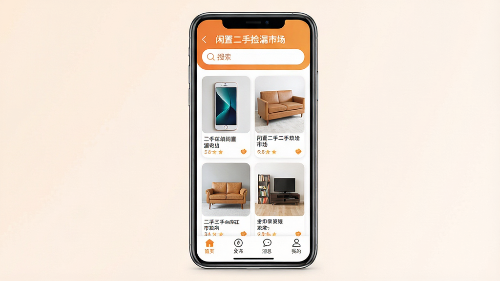 ���ö��ּ�©�г�App������ȫòչʾ���ֻ���Ļ������ʾ�������ơ����ö��ּ�©�г������������ů��ɫ���ɫ���䣬������������Ŀ���м����ٲ�����Ʒ��Ƭչʾ�����ֻ����鼮���Ҿߵ�������Ʒ���ײ�����������ҳ����������Ϣ���ҵ��ĸ�ͼ�꣬���岼�ּ�����죬����ִ���ƽ��ϸ��Բ�󣬻��ʸɾ��޶���Ԫ��