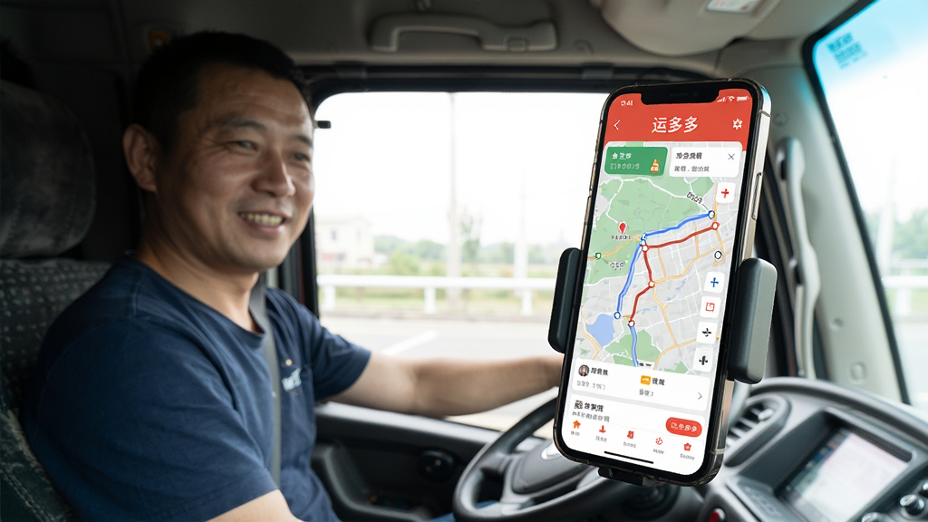 һλ����˾�����ڼ�ʻ����ֻ�֧������ʾ�˶��APP�Ļ�Դƥ����棬��Ļ���С��˶�ࡱ�����͵�ͼ·�߹滮��˾�����΢Ц�����ֻ������ڹ���������������дʵ��Ȼ������ͻ���ֻ���Ļ���ݣ����ʸɾ������޶���Ԫ�ء�