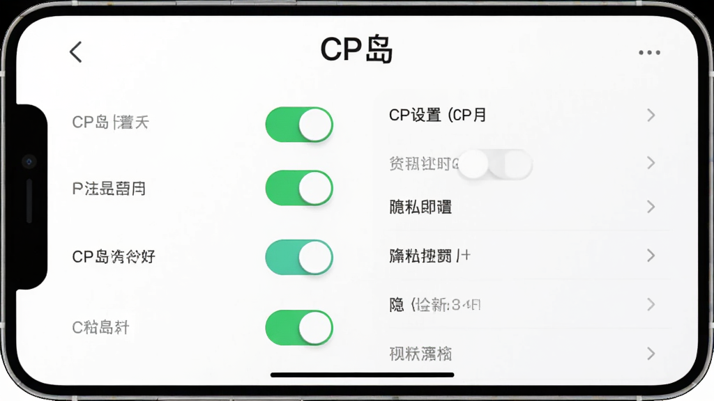 CP��app����˽����ҳ�棬����չʾ������ذ�ť��ѡ���б�������Ϊ��ɫ������������ע