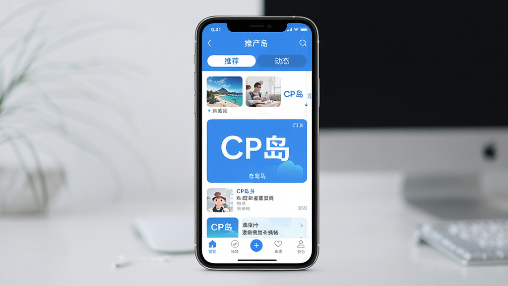 һ��չʾCP��app���Ľ�����ֻ�����ͼ������������CP��Ӧ�õ���ҳ���ײ��������������Ϸ����Ƽ��Ͷ�̬��ǩ�����������¼�Լ����������ɫΪ��������ɾ�������Ԫ�أ�����������ʾ