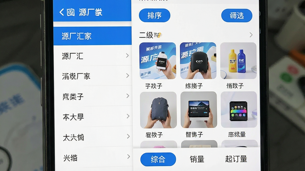 һ���ֻ�App����ɸѡ�������дͼ������չʾ��Դ���㳧�ҡ��ķ���ҳ���������������б����Ҳ��Ƕ����������񣬶����������ɸѡ��ť���ײ��С��ۺϡ���������������������ѡ�����ɾ���ˬ��������ɫ�����ֱ�ǩ��ȷ����������