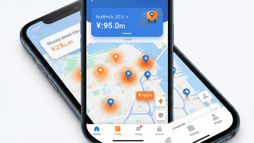 ��ʿ�ڰ�����App������ȫòչʾ���������ֻ���Ļ��д����Ļ����ʾ�ų��е�ͼ����ͼ��ɢ���Ŷ����ɫ�Ķ�������ͼ����ɫ������λ��ͼ�ꡣ���ֲ������½ṹ����������Ŀ�����������Ƭ���м���ռ����Ҫ����ĵ�ͼ���򣬵ײ��ǹ��ܵ��������Ű���������Ϣ�㼶���������Ϊ�ִ���ƽ��UI��ƣ���ɫ����ɫ�ͳ�ɫΪ�������ݸ�Ч������ĸо���ϸ���ϣ���ͼ��·����������ͼ���ԵԲ�󣬶�����Ƭ������Ӱ����С����ʸ��壬����ɾ������κζ���Ԫ�غ����ұ������������רҵ�����������档
