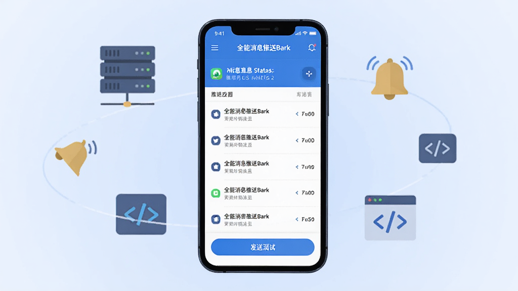 画面中央展示一部智能手机,手机屏幕上显示