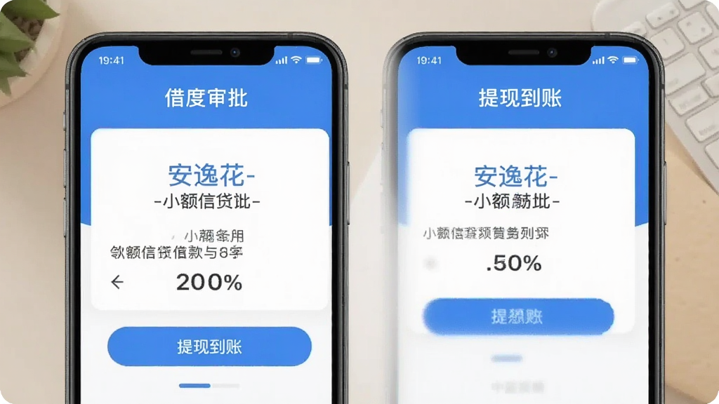 安逸花-小额信贷借款额度审批与提现到账界面