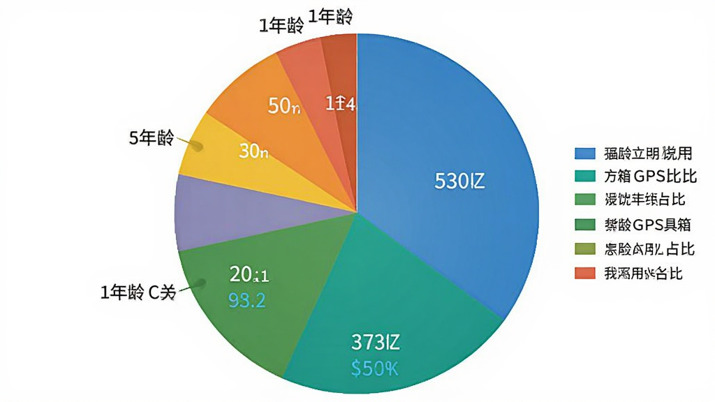 手机测亩仪GPS工具箱 用户年龄分布饼状图 主体为圆形饼图 布局为居中 不同颜色扇形标注年龄段和占比 风格数据可视化 细节包含图例说明 画质清晰 干净 无多余元素