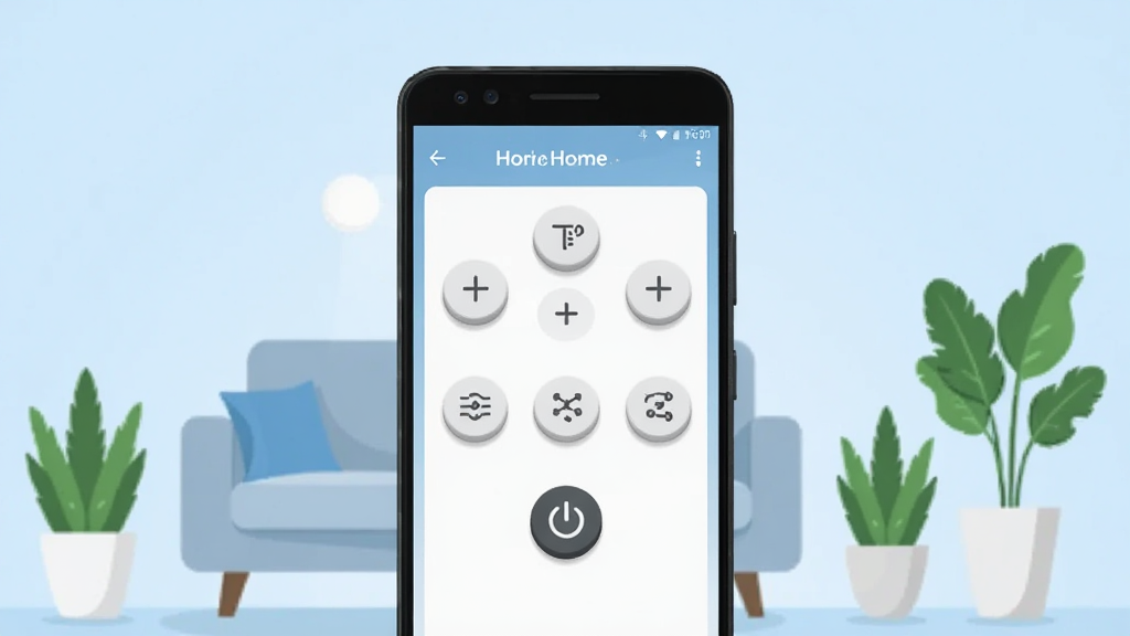 �յ�ң����Home����������չʾ������������һ����׿�ֻ����ֻ���Ļ��ʾ�յ�ң����Home��ң����壬��������¶ȼӼ���ť��ģʽ�л�ͼ��͵�Դ���أ��ֻ���Χ�����ż�Լ�ļҾӳ���Ԫ����ɳ������ֲ������Ϊ��͵�ǳ��ɫ���䣬���岼�־��жԳƣ�����ִ���ƽ����ϸ���ϰ�ť������΢����У����ʸɾ������޶���Ԫ��