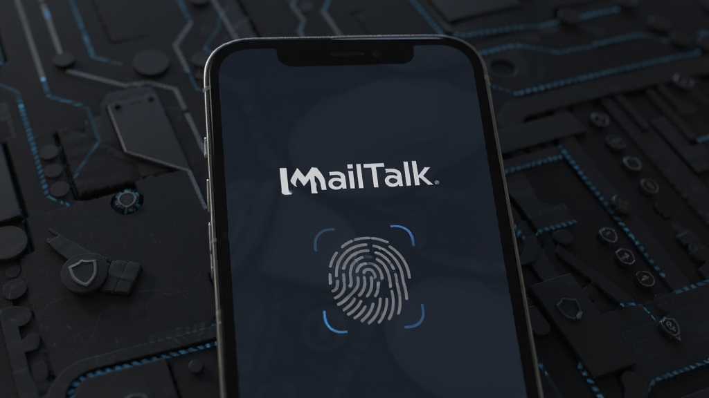 һ��չʾMailTalk��˽��ȫ���ܵ�ͼƬ��������һ���ֻ���Ļ����ʾMailTalkӦ�õ�ָ�ƽ������棬��Ļ������MailTalk���ֱ�ʶ��ָ��ʶ��ͼ�꣬��������ɫ�Ƽ������������ȫ�ɿ���ɫ�����ȣ����ʸɾ����޶���Ԫ��
