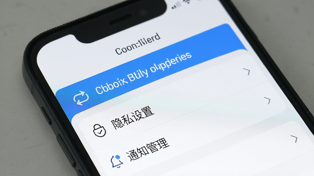 帮世纪设置界面,手机屏幕显示“数据备份与恢复”“隐私设置”“通知管理”等选项,界面以白色和蓝色为主,风格简洁明了,画质干净无多余元素