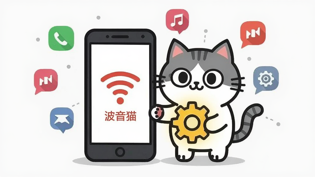 һֻ��ͨè��վ���ֻ��Աߣ��ֻ���Ļ��ʾWiFi�źŶϿ�ͼ�꣬��è����������һ������ĳ��֣���Χ�е绰�����֡����õ�Сͼ�껷�ƣ�����Ϊǳ��ɫ�����Ϊ��ƽ���廭��ϸ�ڼ�࣬���ʸɾ����޶���Ԫ�أ�ͼƬ������Ϊ������è��