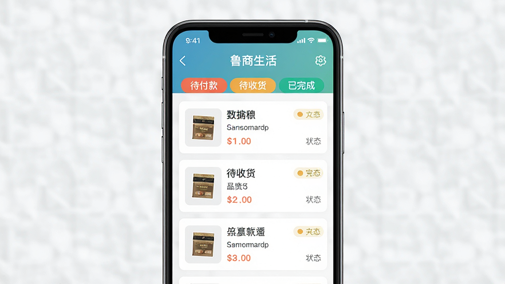 һ��չʾ��³�����APP��������ҳ����ֻ�����ͼ������Ϊ�ֻ���Ļ����Ļ����ʾ�����б�ҳ�棬������������ջ�������ɵȱ�ǩҳ��������Ƭ����ʾ��Ʒ����ͼ�����ơ�����״̬������Ϊ�����б����Ű����������Ϊ��Լ�ִ��磬ϸ�ڴ�״̬��ǩ�ò�ͬ��ɫ���֣����ʸɾ��޶���װ�Ρ�