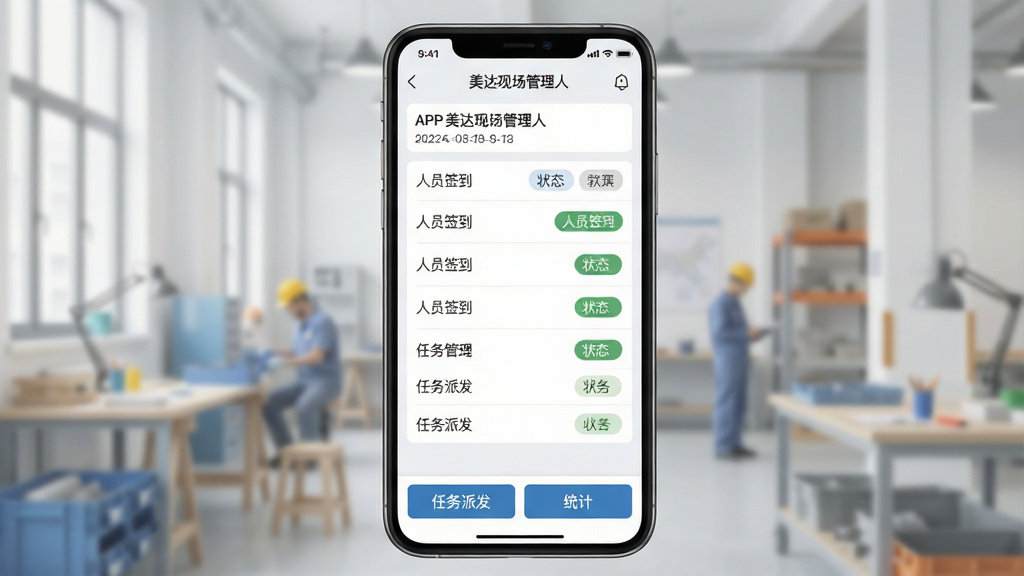 һ���ֻ�Ӧ�ý����ͼ������������ʾ�������ֳ������ˡ�APP�����������棬��������Ŀ���ƺ����ڣ��м�����Աǩ���б���״̬��ǩ���ײ��������ɷ���ͳ�ư�ť��������ǳ��ɫ���������黯�����������ִ����������������ʸɾ��޶���Ԫ��