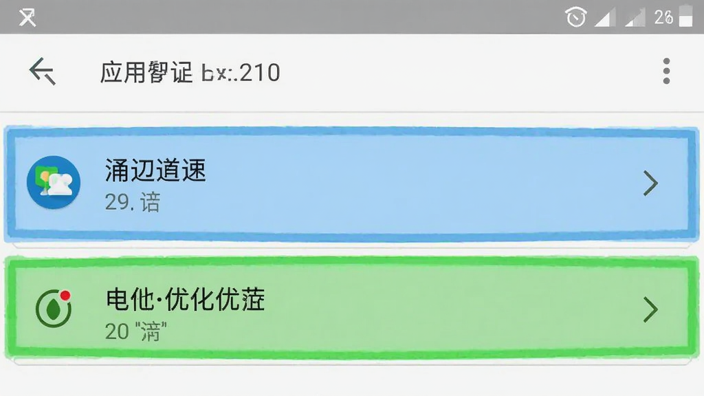 手机设置界面截图,展示应用权限管理页面,通知权限和电池优化选项被高亮标注,界面为安卓原生风格,简洁清晰,画质干净