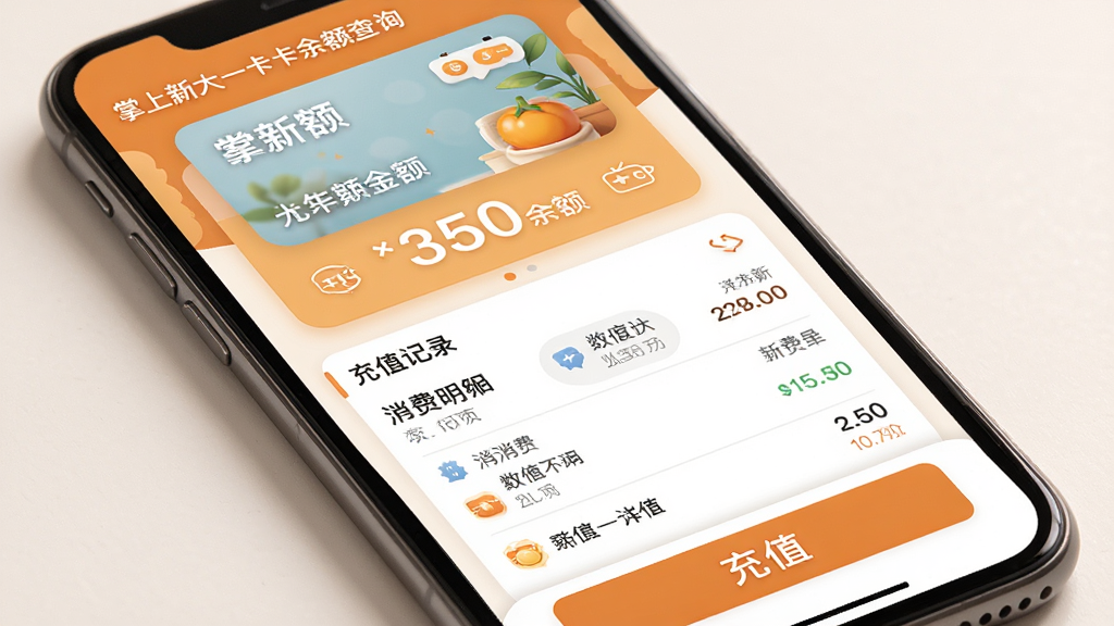 �����´�һ��ͨ����ѯ���棬����Ϊ�ֻ���Ļ��ʾһ��ͨ��Ϣ������Ϊ������Ƭͼ����������֣��в�Ϊ��ֵ��¼��������ϸ�б����ײ�Ϊ��ֵ��ť���Ű�ֱ����Ϣ�㼶������������ůɫ����ϸ��ͼ�꾫��������Ŀ�����ʸ���ɾ��޶���Ԫ��