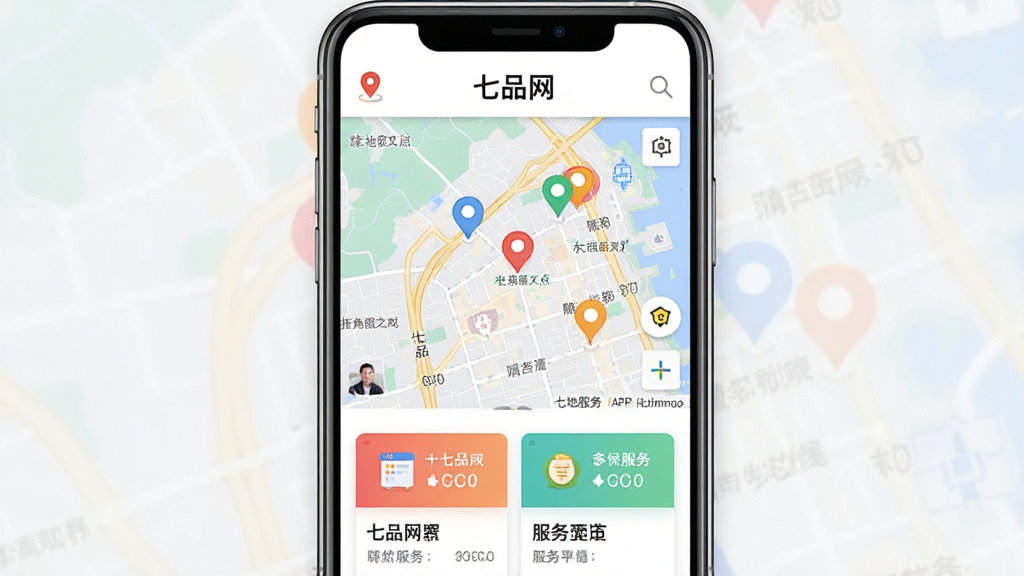 һ����ͼ�����������ǡ���Ʒ����APP�ı��ط���ҳ�棬��ʾ��ͼ���ܱ߷�����ǣ�ҳ�沼�������������ж�λͼ��͡���Ʒ�����������м��ǵ�ͼ���򣬵ײ��Ƿ����б���Ƭ������ִ���ƽ��ɫ�����죬ϸ�����������ʸɾ����޶���Ԫ�ء�