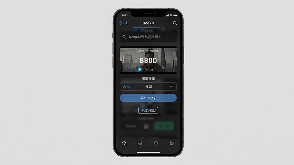 DeepAI秒成片视频导出设置界面,显示高清导出选项和无水印标识,手机屏幕居中,界面布局简洁,风格现代,细节清晰,画质干净,无多余元素